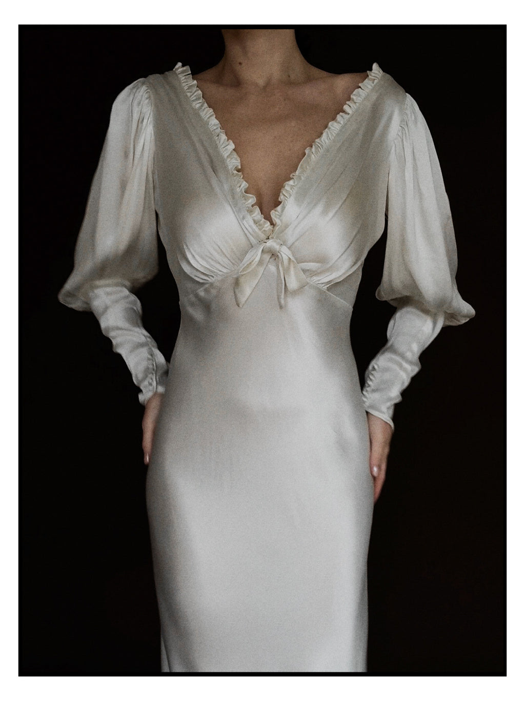 1930s Ruffle Long Sleeve Gown