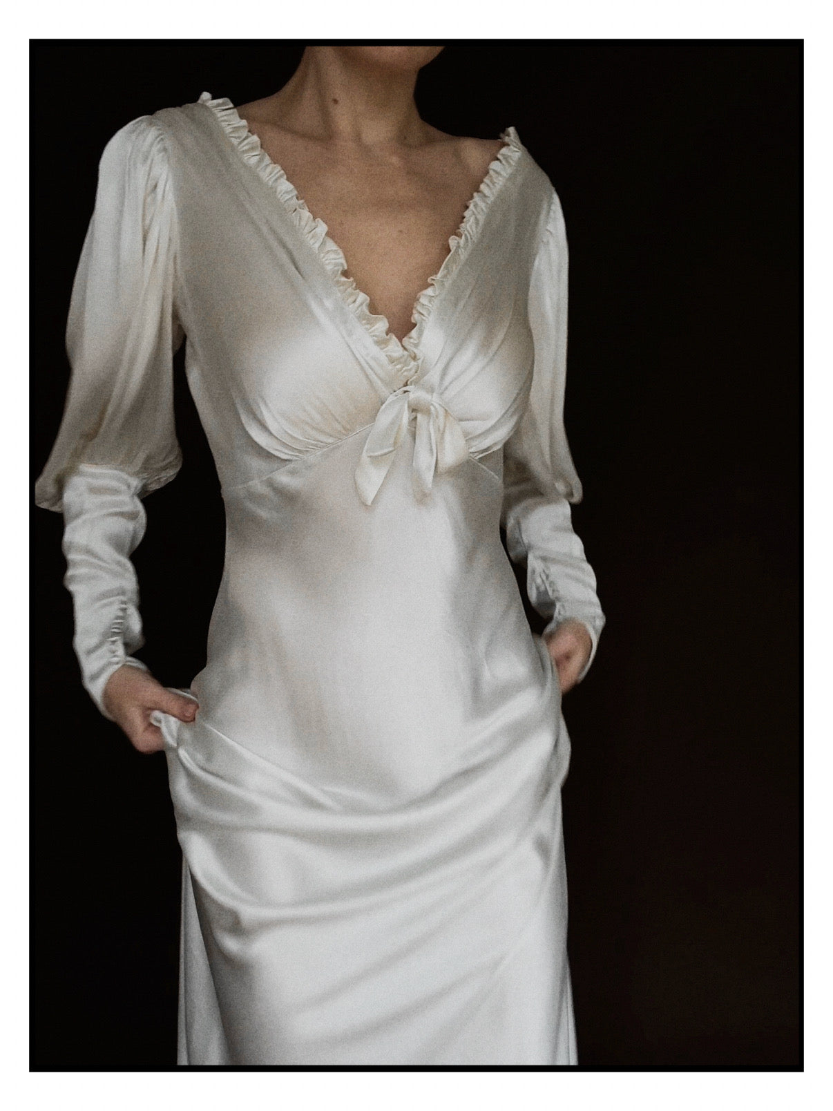 1930s Ruffle Long Sleeve Gown