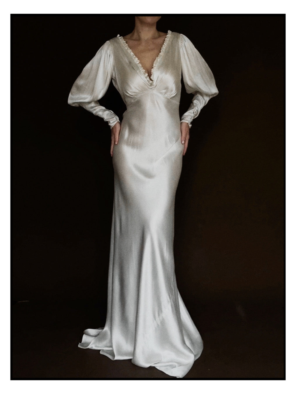 1930s Ruffle Long Sleeve Gown