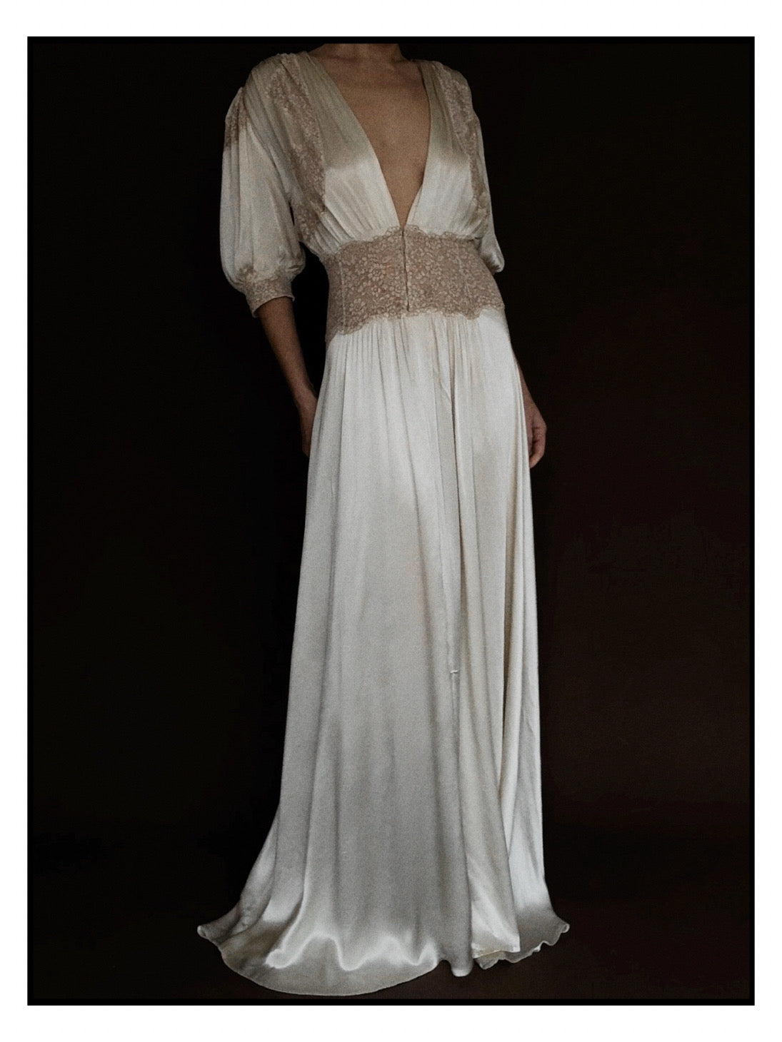 1930s Reversible Lace Waist Gown