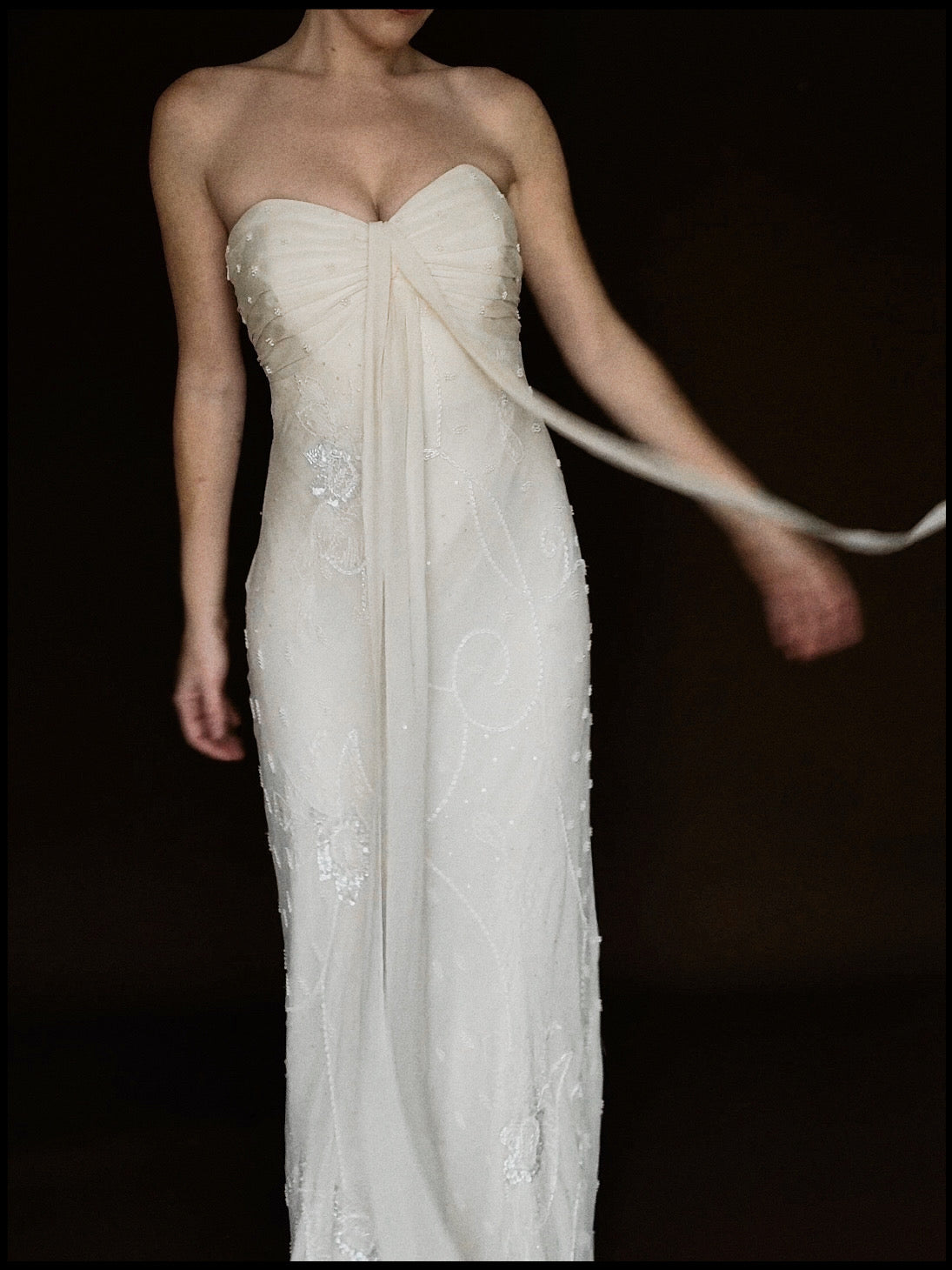 2000s Silk Chiffon Embellished Gown