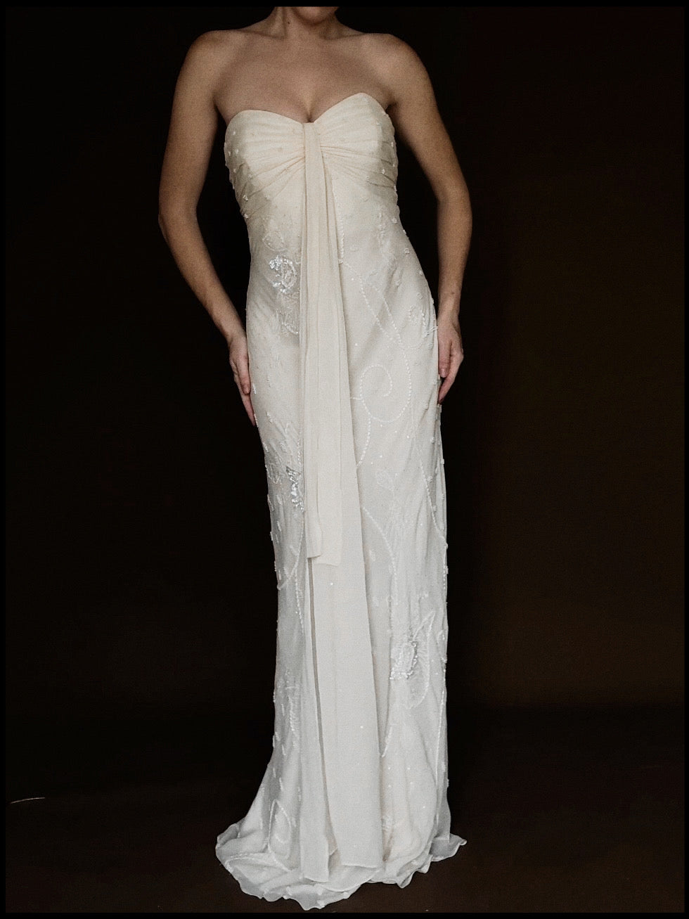 2000s Silk Chiffon Embellished Gown