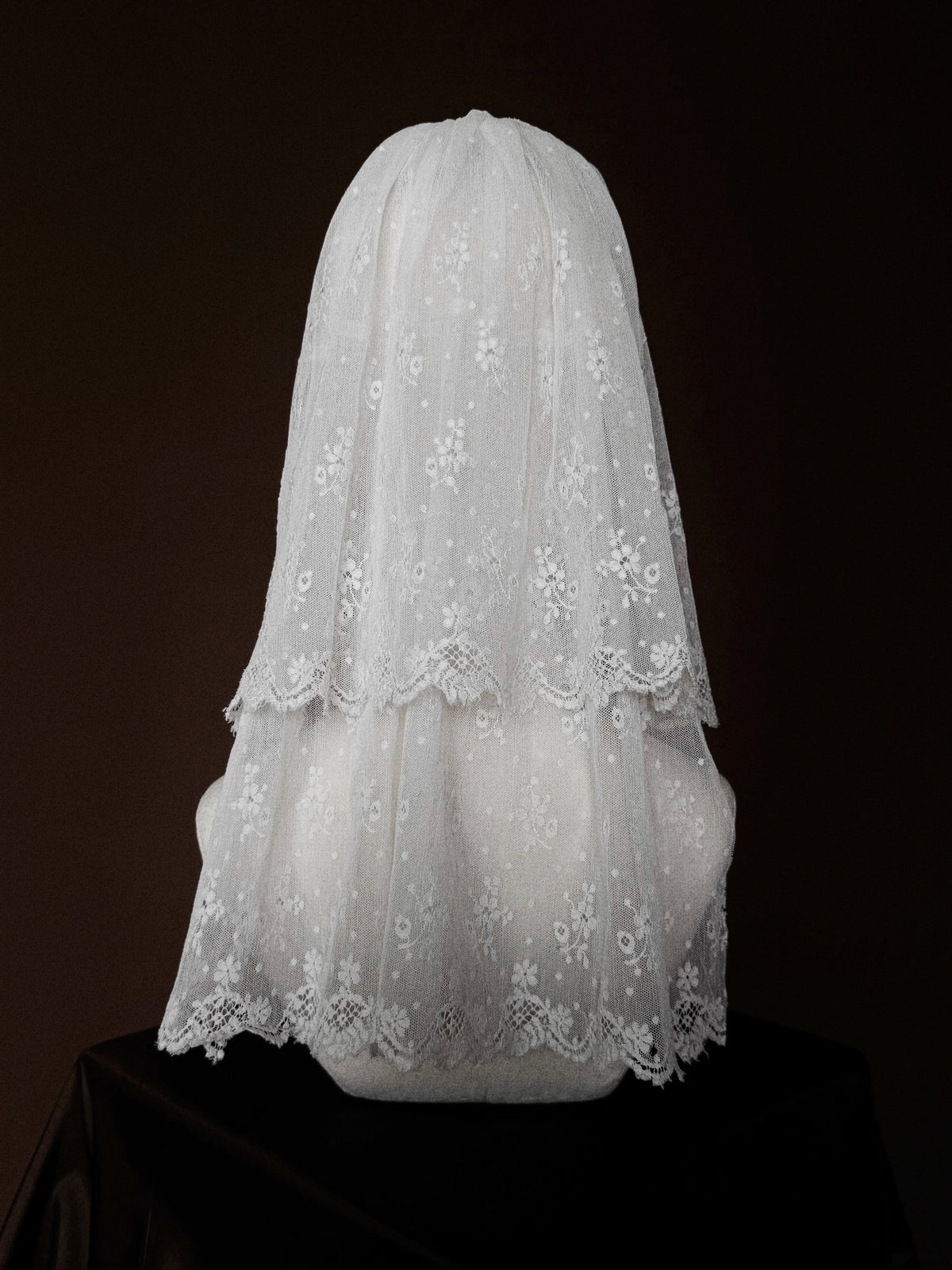 1900s French Two-Tiered Short Lace Veil, France