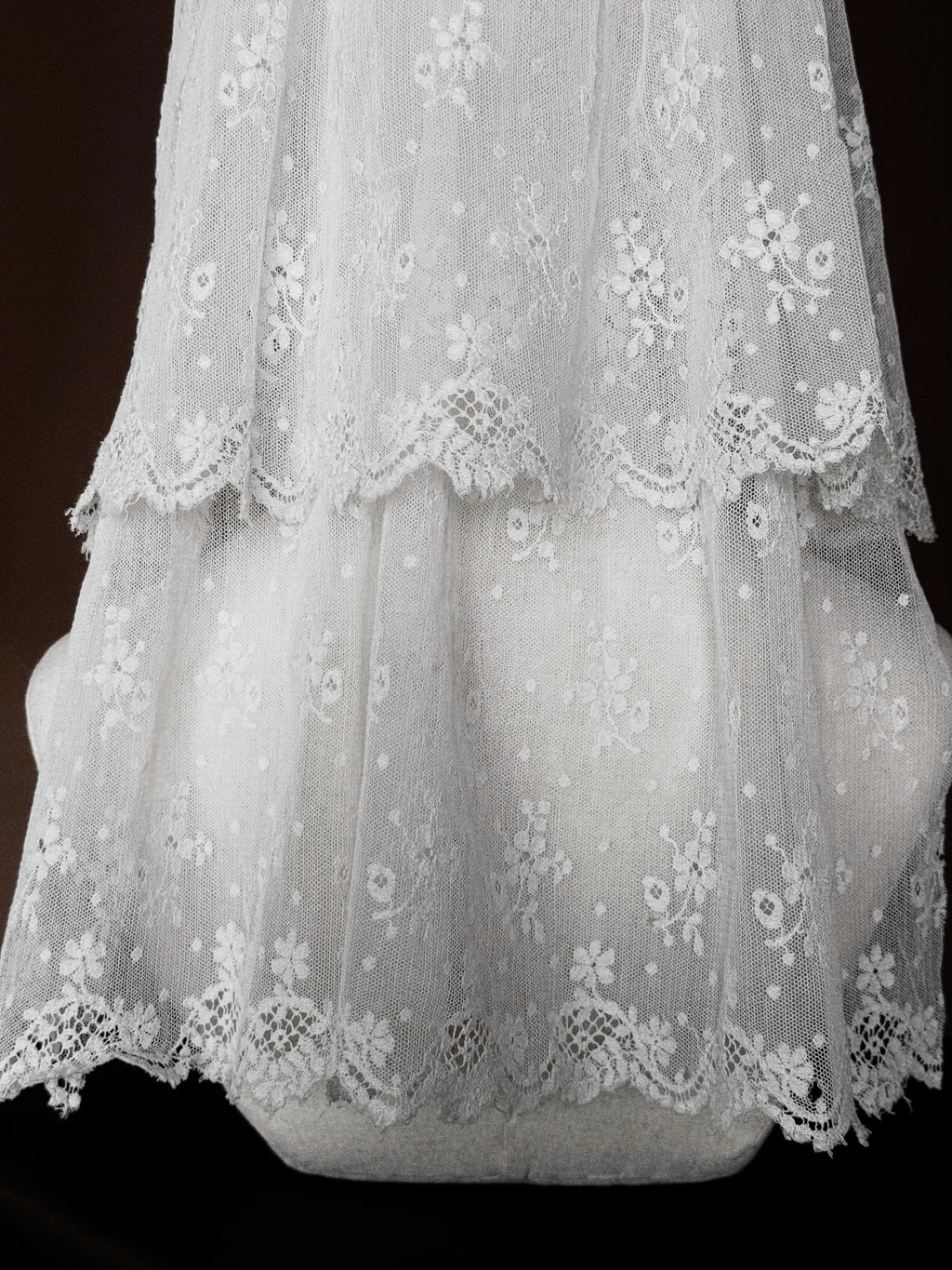 1900s French Two-Tiered Short Lace Veil, France