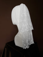 1900s French Two-Tiered Short Lace Veil, France