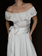 1930s Spanish Off-The-Shoulder Ruffle Gown, Spain