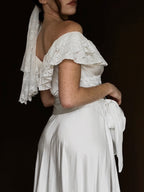 1930s Spanish Off-The-Shoulder Ruffle Gown, Spain