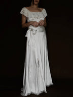1930s Spanish Off-The-Shoulder Ruffle Gown, Spain