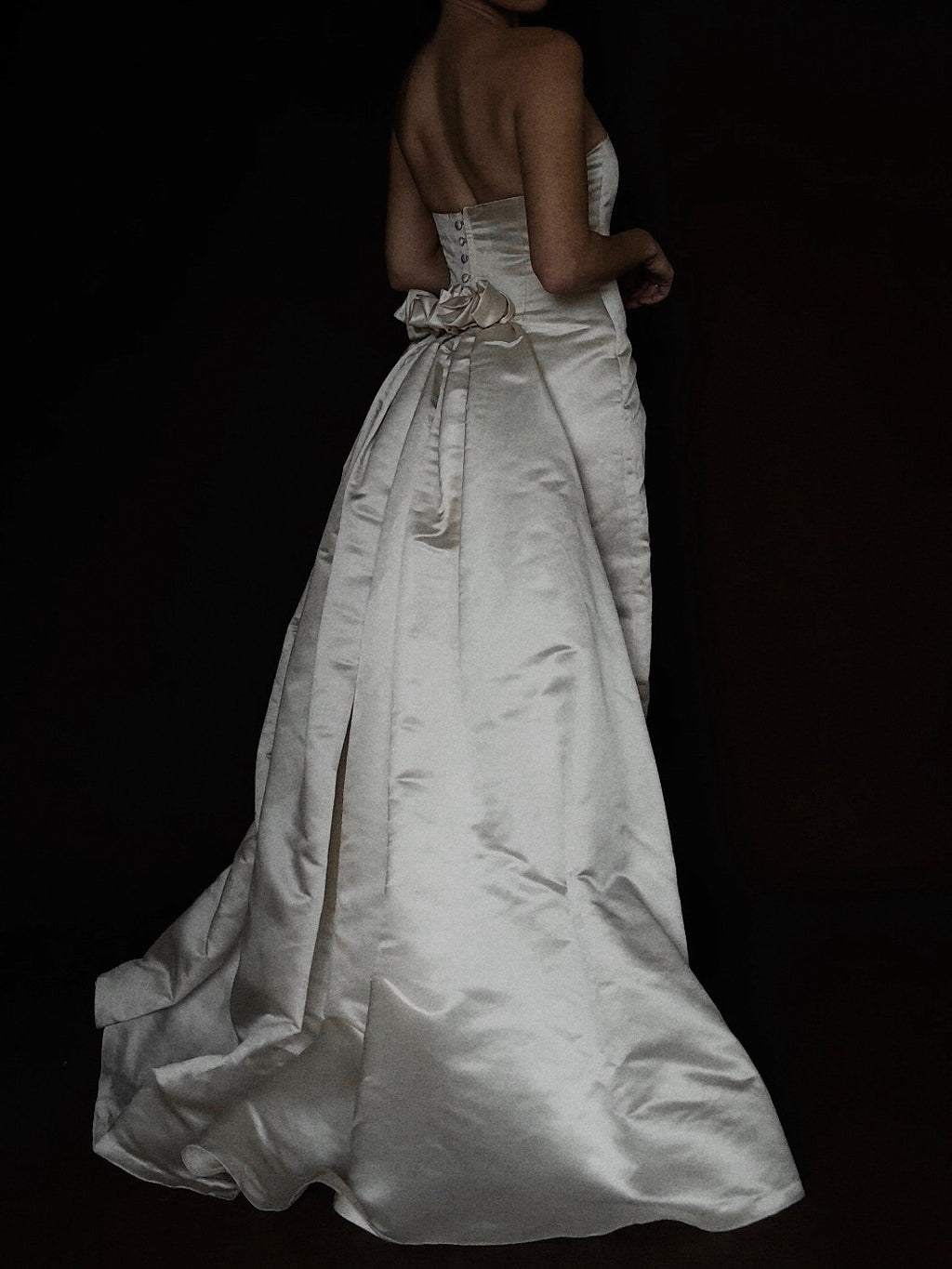 1990s Silk Amsale A101 Variation with Rosettes, USA