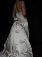 1990s Silk Amsale A101 Variation with Rosettes, USA