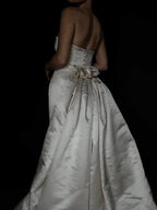 1990s Silk Amsale A101 Variation with Rosettes, USA