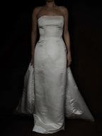 1990s Silk Amsale A101 Variation with Rosettes, USA