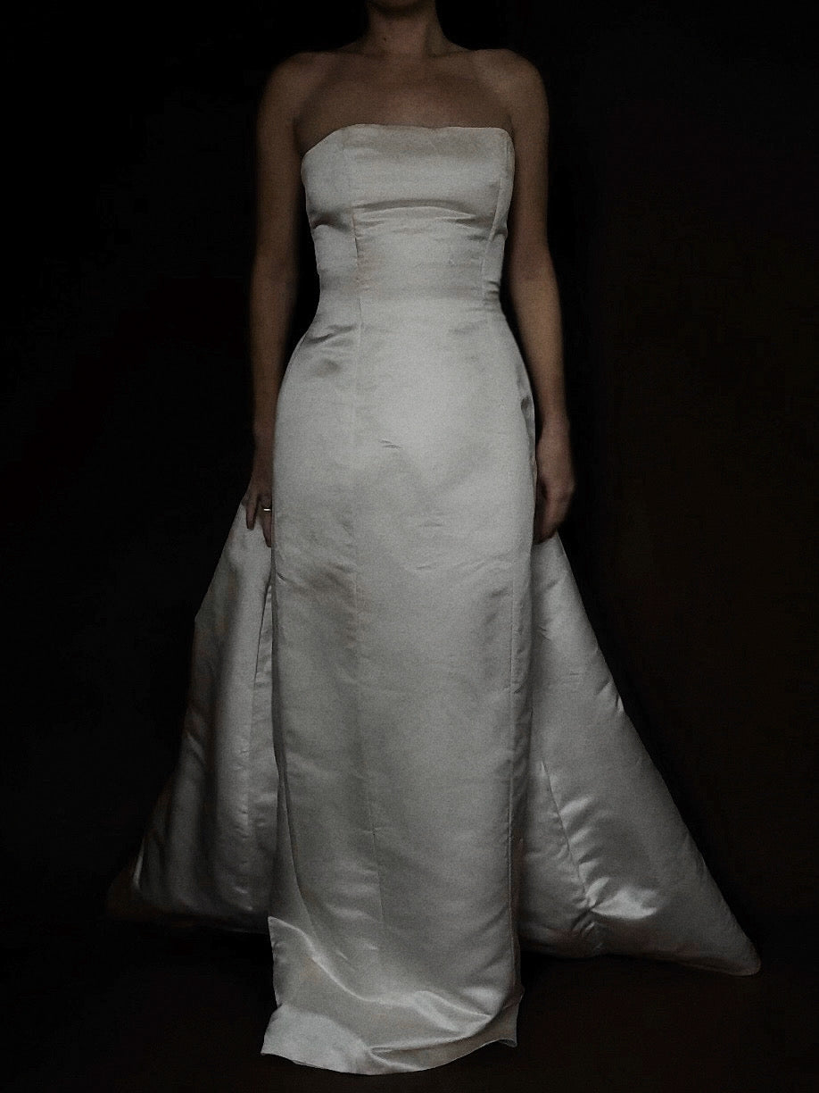 1990s Silk Amsale A101 Variation with Rosettes, USA