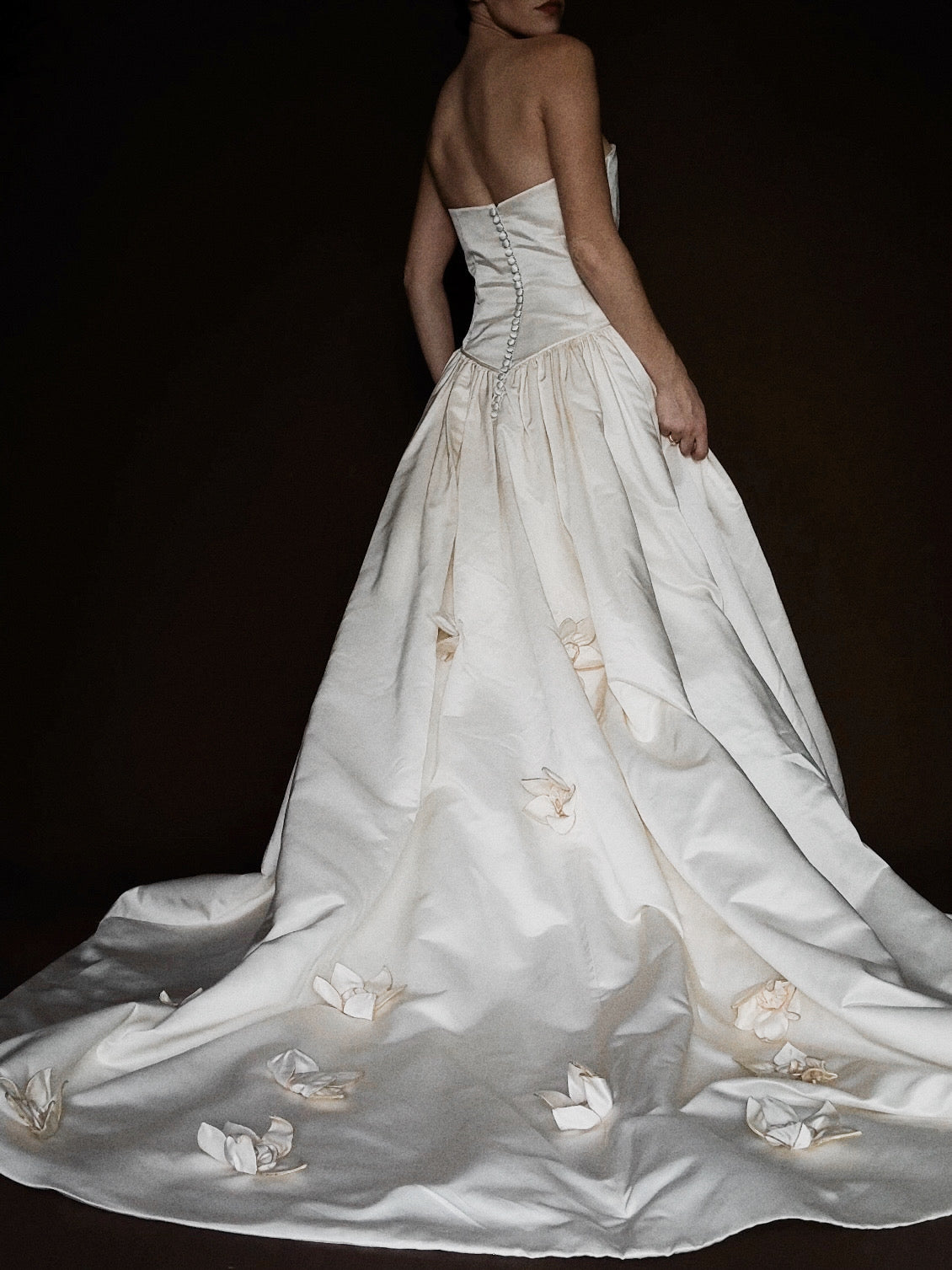 1980s Silk Tomasina Gold Foil Flower Gown, USA