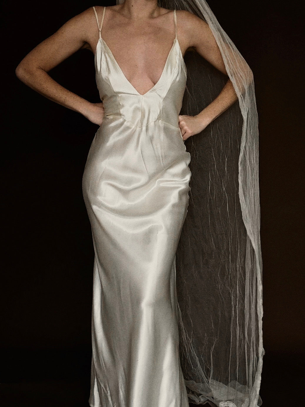 1930s Backless Deep V Slip Gown, USA