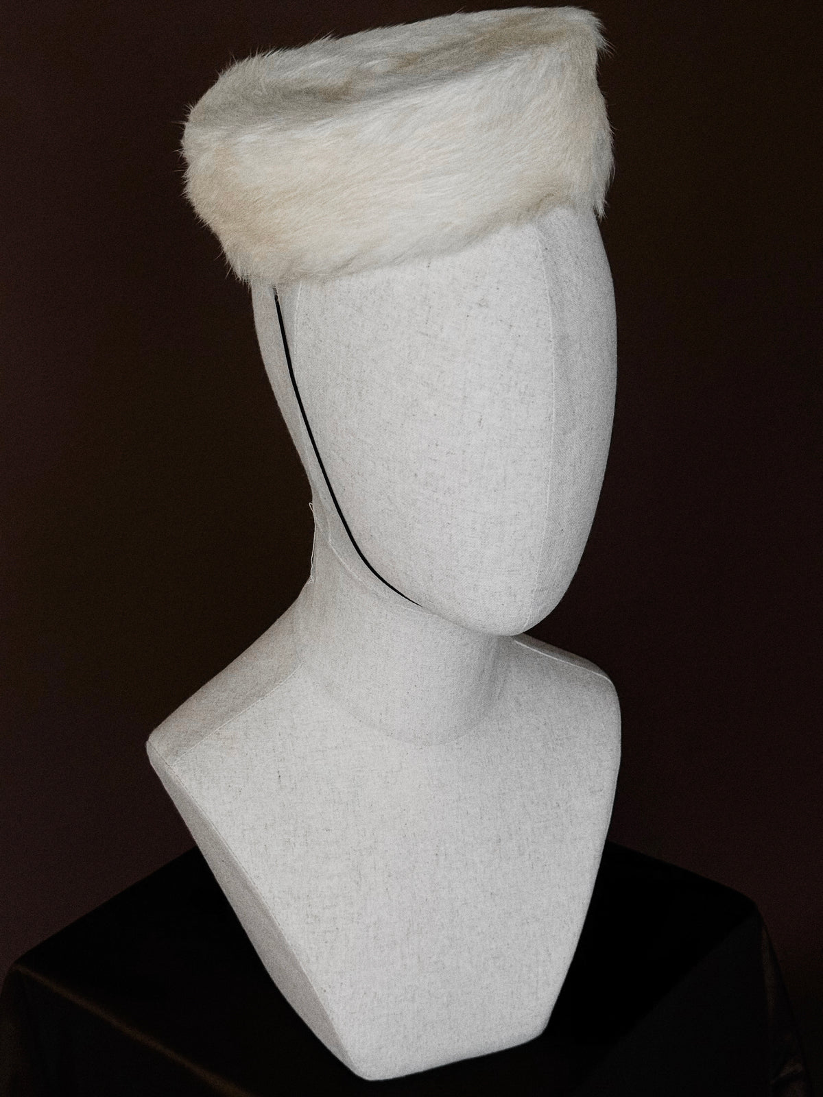 1950s Ivory Fur Pillbox Hat