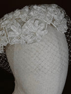 1950s Floral Pillbox Hat with Birdcage Veil