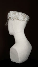 1950s Floral Pillbox Hat with Birdcage Veil