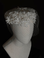 1950s Floral Pillbox Hat with Birdcage Veil