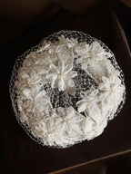 1950s Floral Pillbox Hat with Birdcage Veil