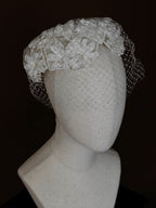 1950s Floral Pillbox Hat with Birdcage Veil