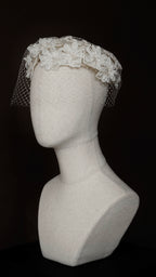 1950s Floral Pillbox Hat with Birdcage Veil