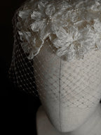 1950s Floral Pillbox Hat with Birdcage Veil