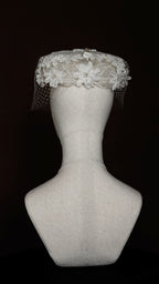 1950s Floral Pillbox Hat with Birdcage Veil