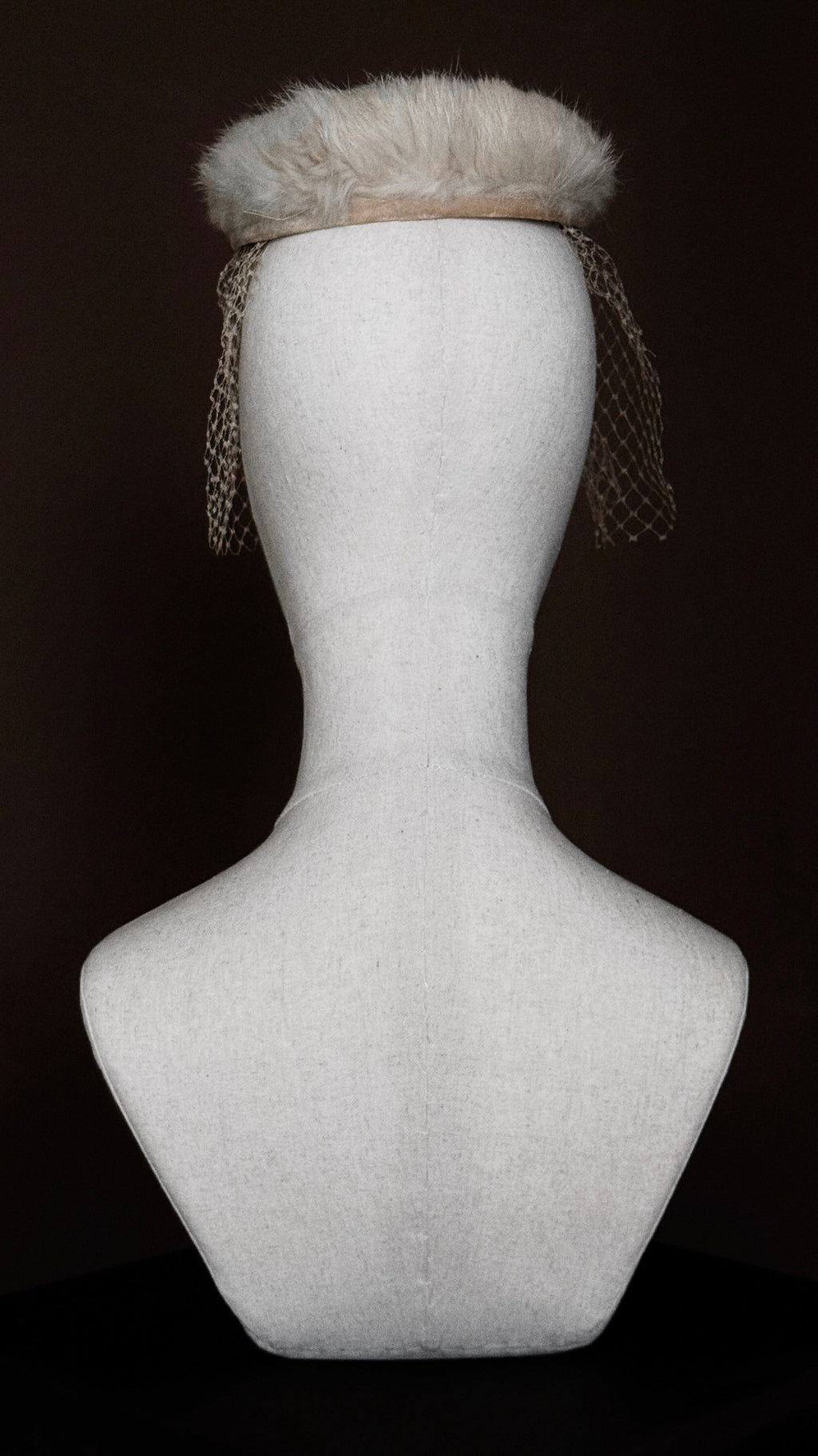 1950s Fur Pillbox Hat with Birdcage Veil
