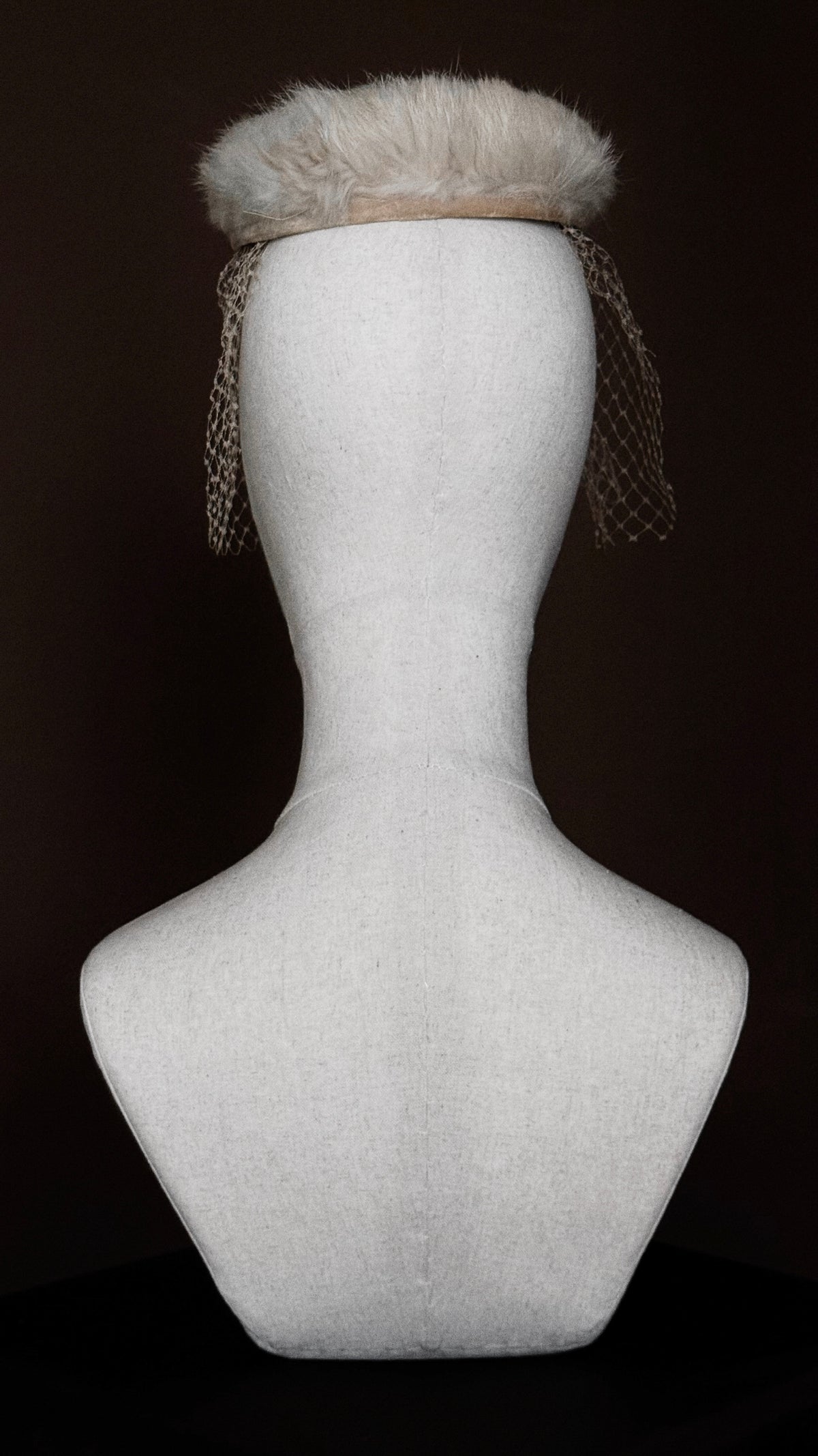 1950s Fur Pillbox Hat with Birdcage Veil