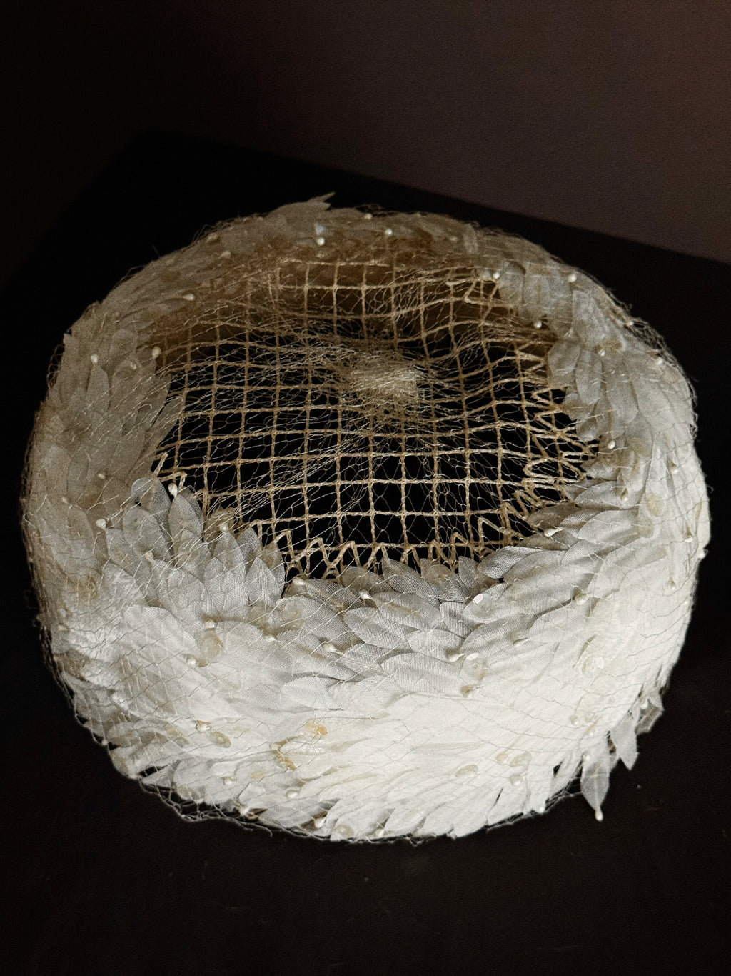 1950s Feather Sequin Pillbox Hat