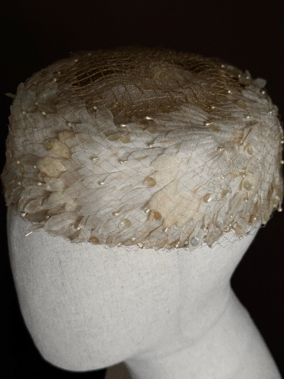 1950s Feather Sequin Pillbox Hat