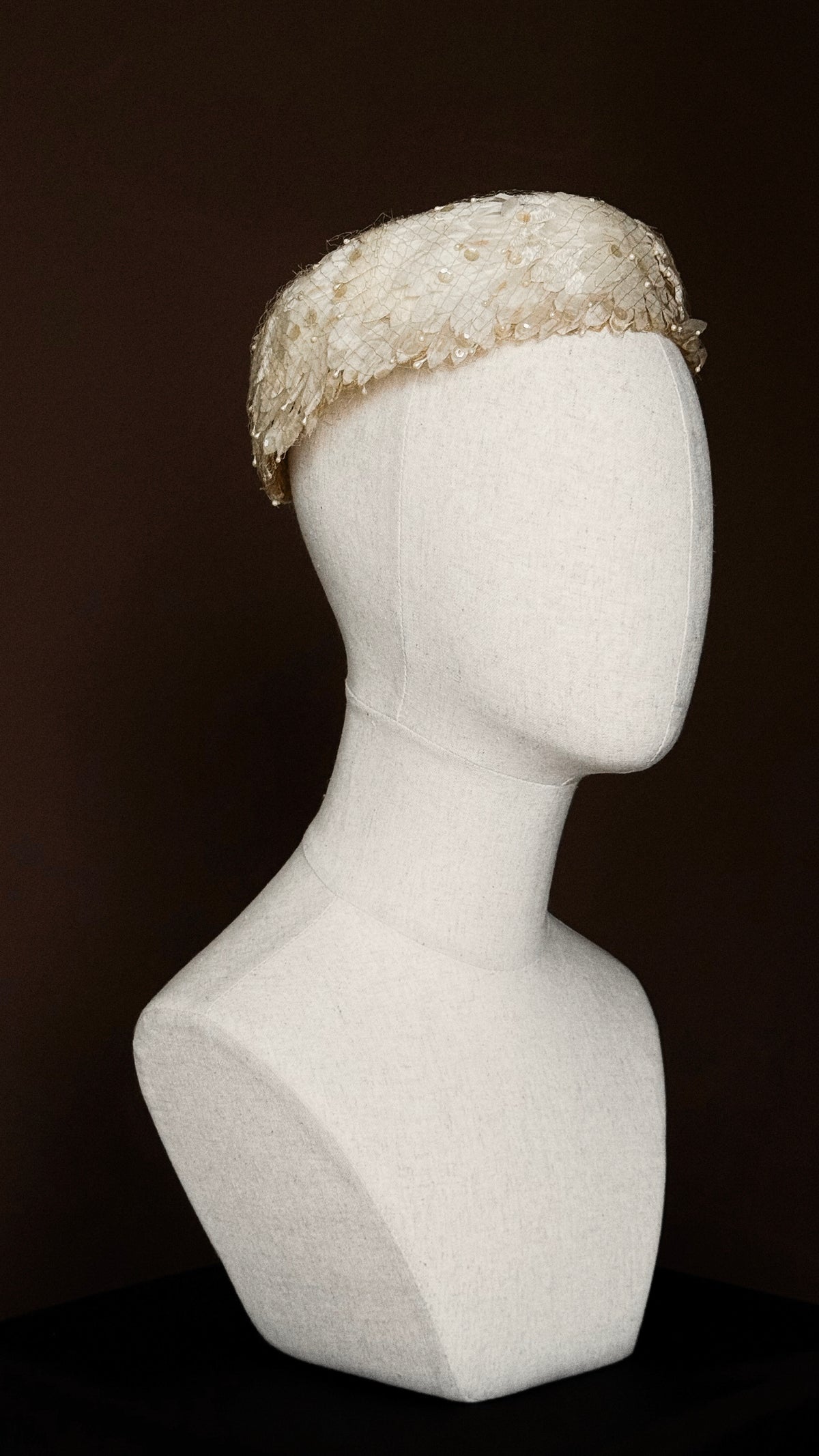 1950s Feather Sequin Pillbox Hat
