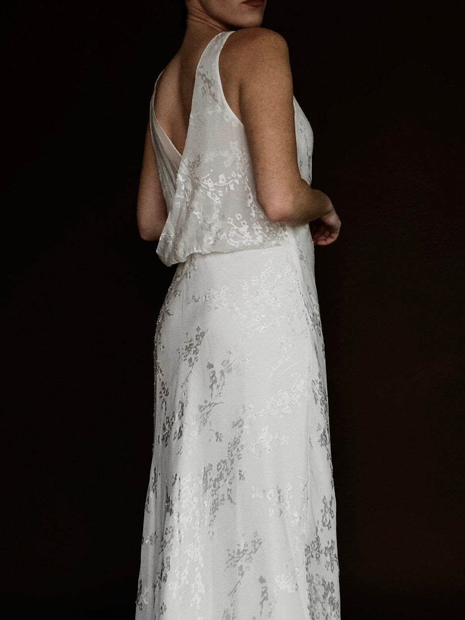 2000s Floral Devoré Gown, England