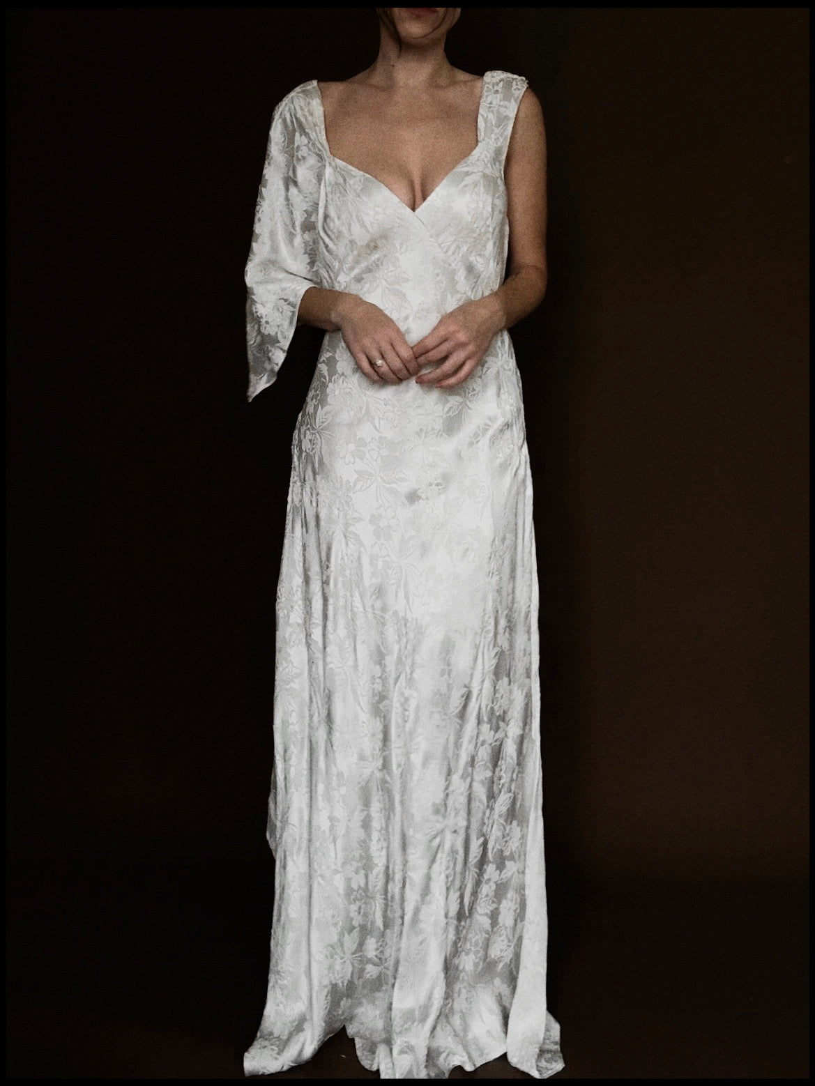 1930s French Asymmetric Daisy Gown, France