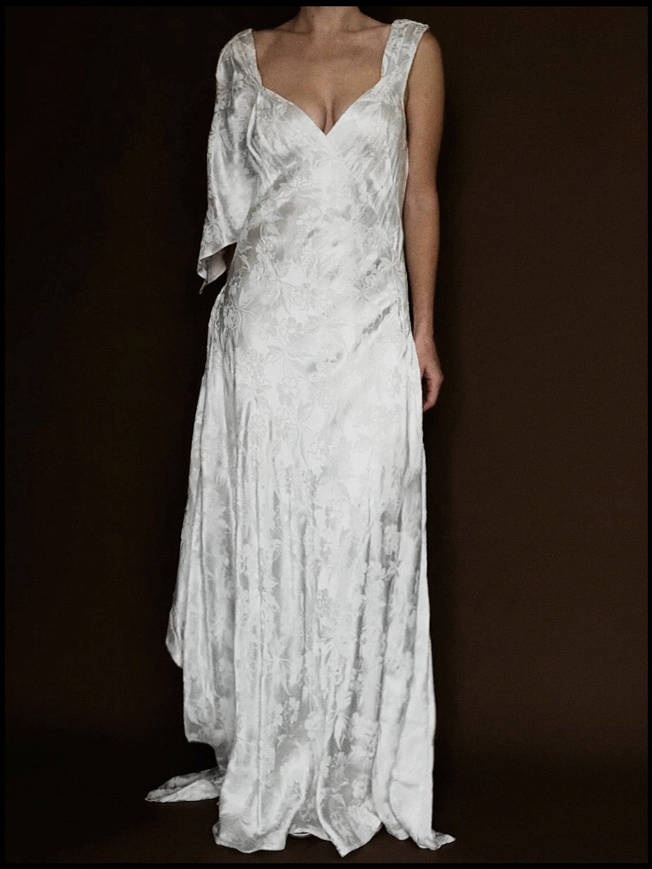 1930s French Asymmetric Daisy Gown, France