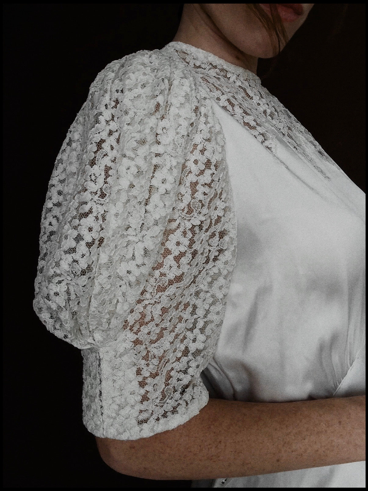 1930s Liquid Silk & Daisy Lace Yoke Gown