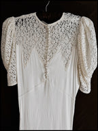 1930s Liquid Silk & Daisy Lace Yoke Gown