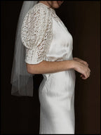 1930s Liquid Silk & Daisy Lace Yoke Gown