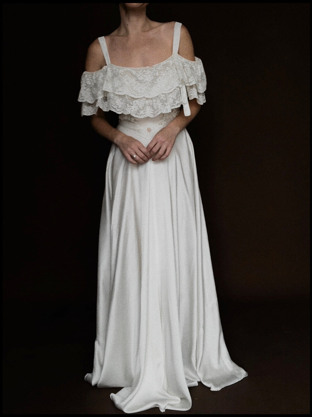 1930s Off-The-Shoulder Ruffle Gown, Spain
