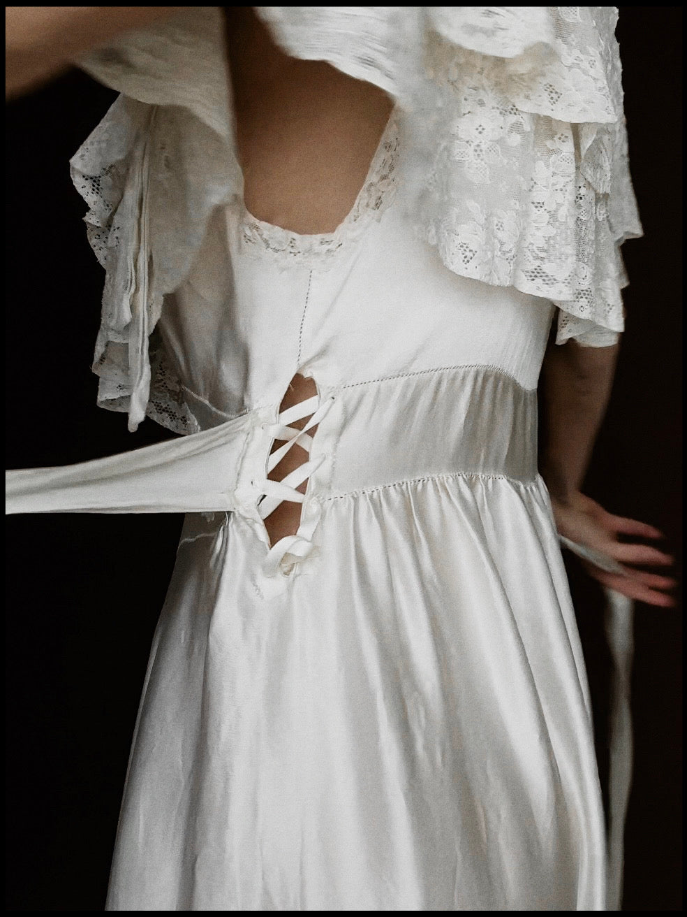 1930s Off-The-Shoulder Ruffle Gown, Spain