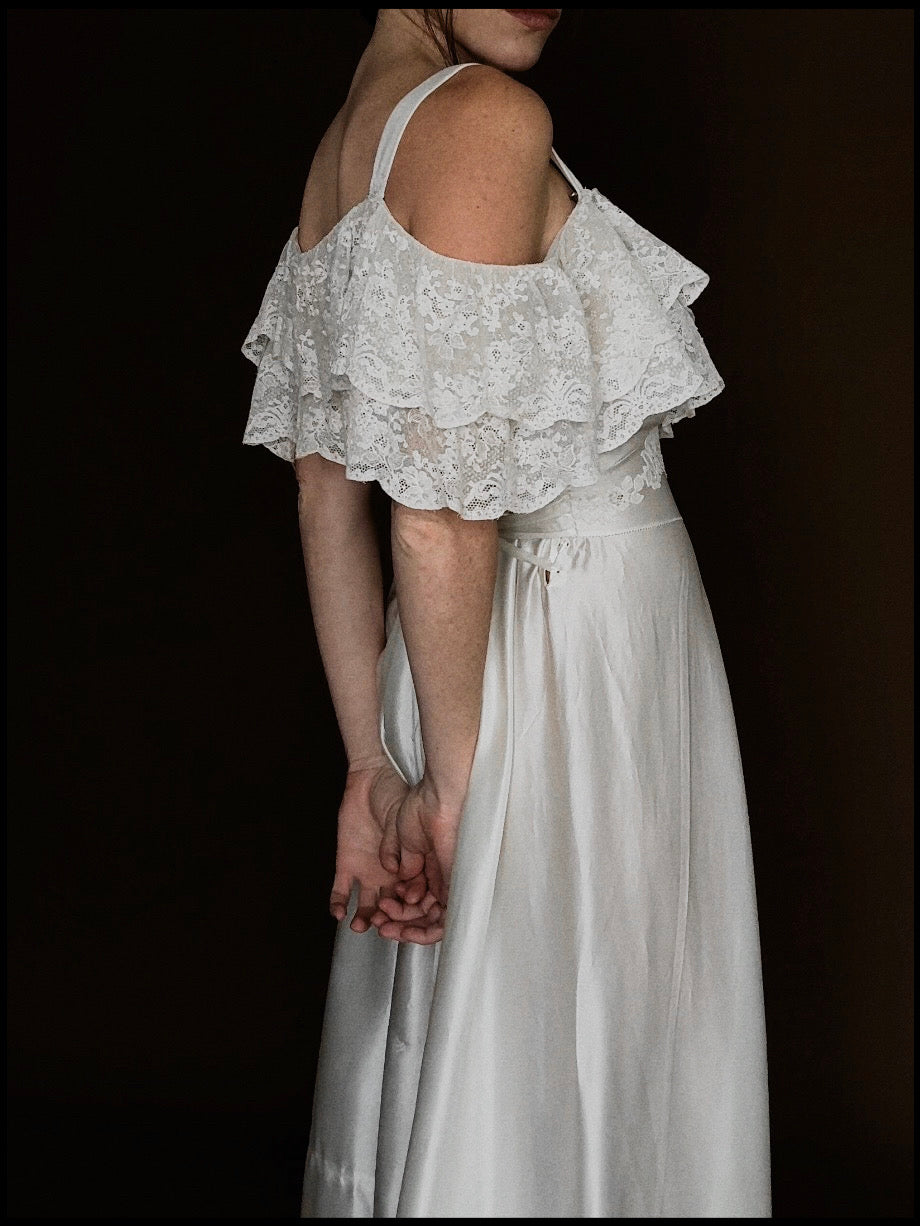 1930s Off-The-Shoulder Ruffle Gown, Spain
