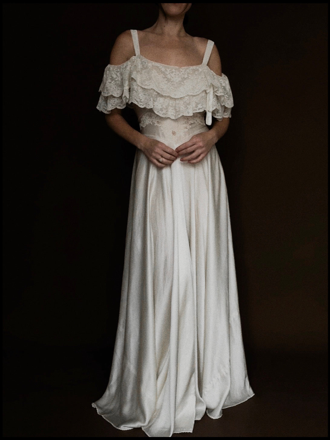1930s Off-The-Shoulder Ruffle Gown, Spain