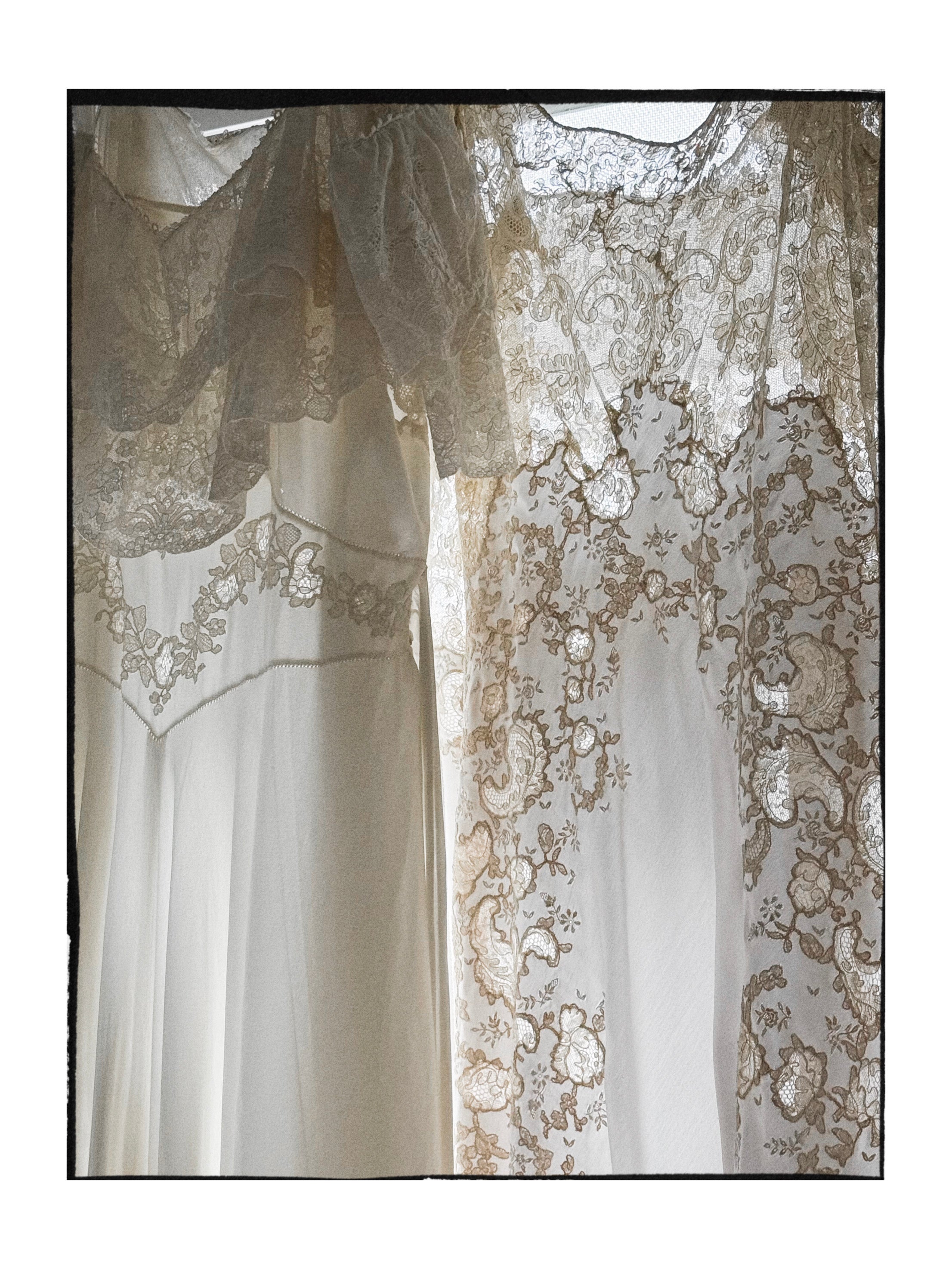 1930s Oyster Silk & Lace Gown, Spain