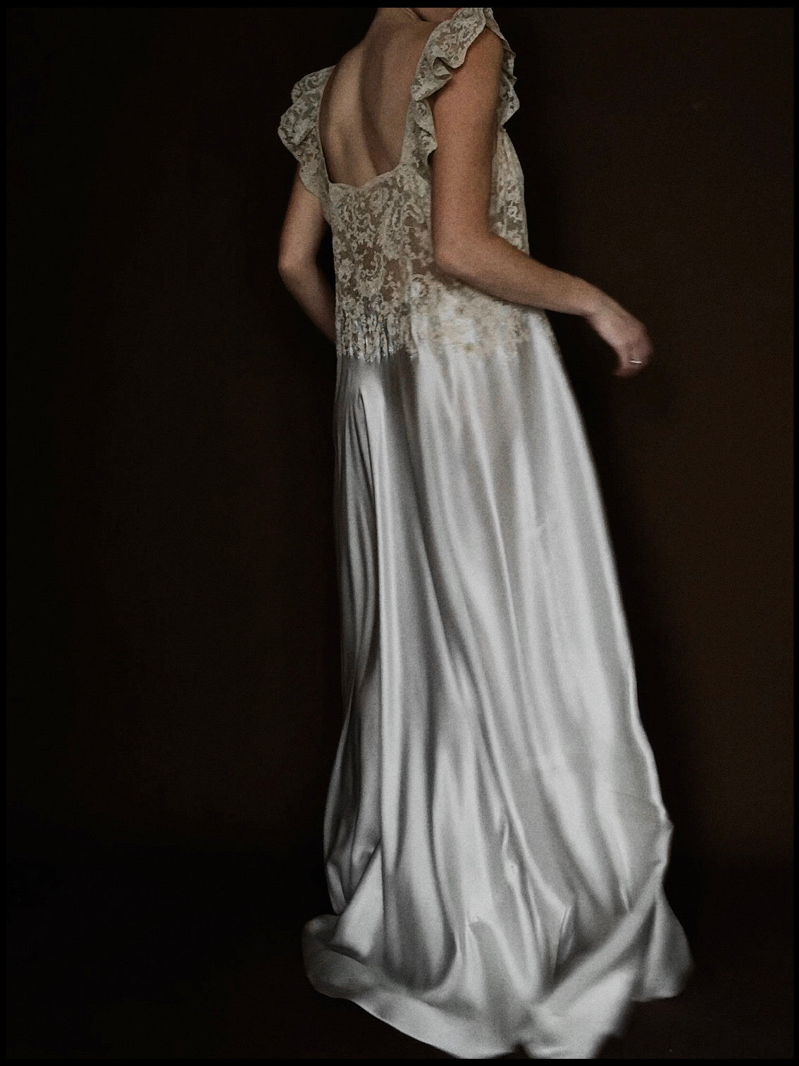 1930s Oyster Silk & Lace Gown, Spain