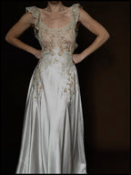 1930s Oyster Silk & Lace Gown, Spain