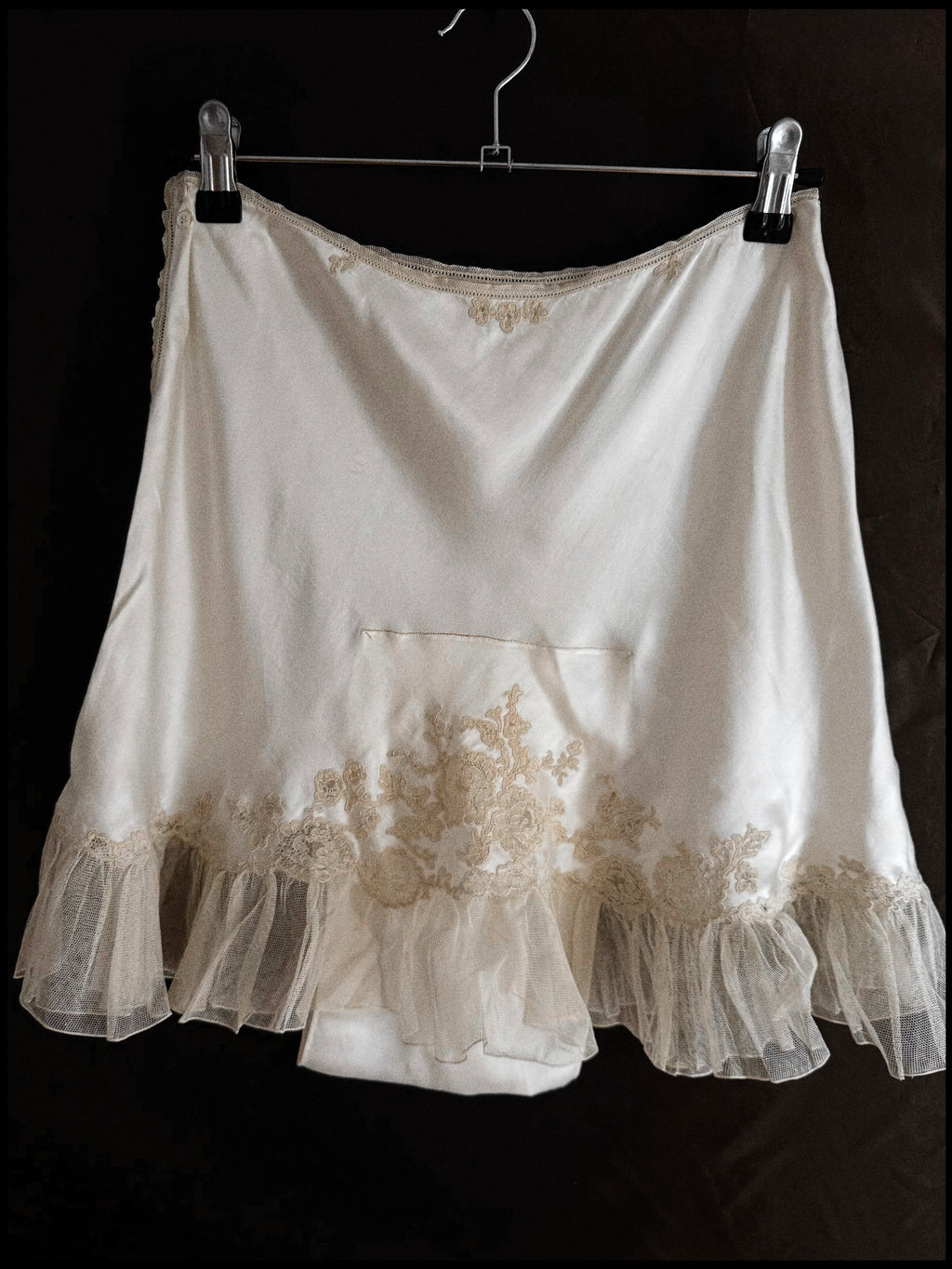 1930s Silk Skirt with Tulle Trim, Spain