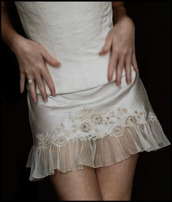 1930s Silk Skirt with Tulle Trim, Spain