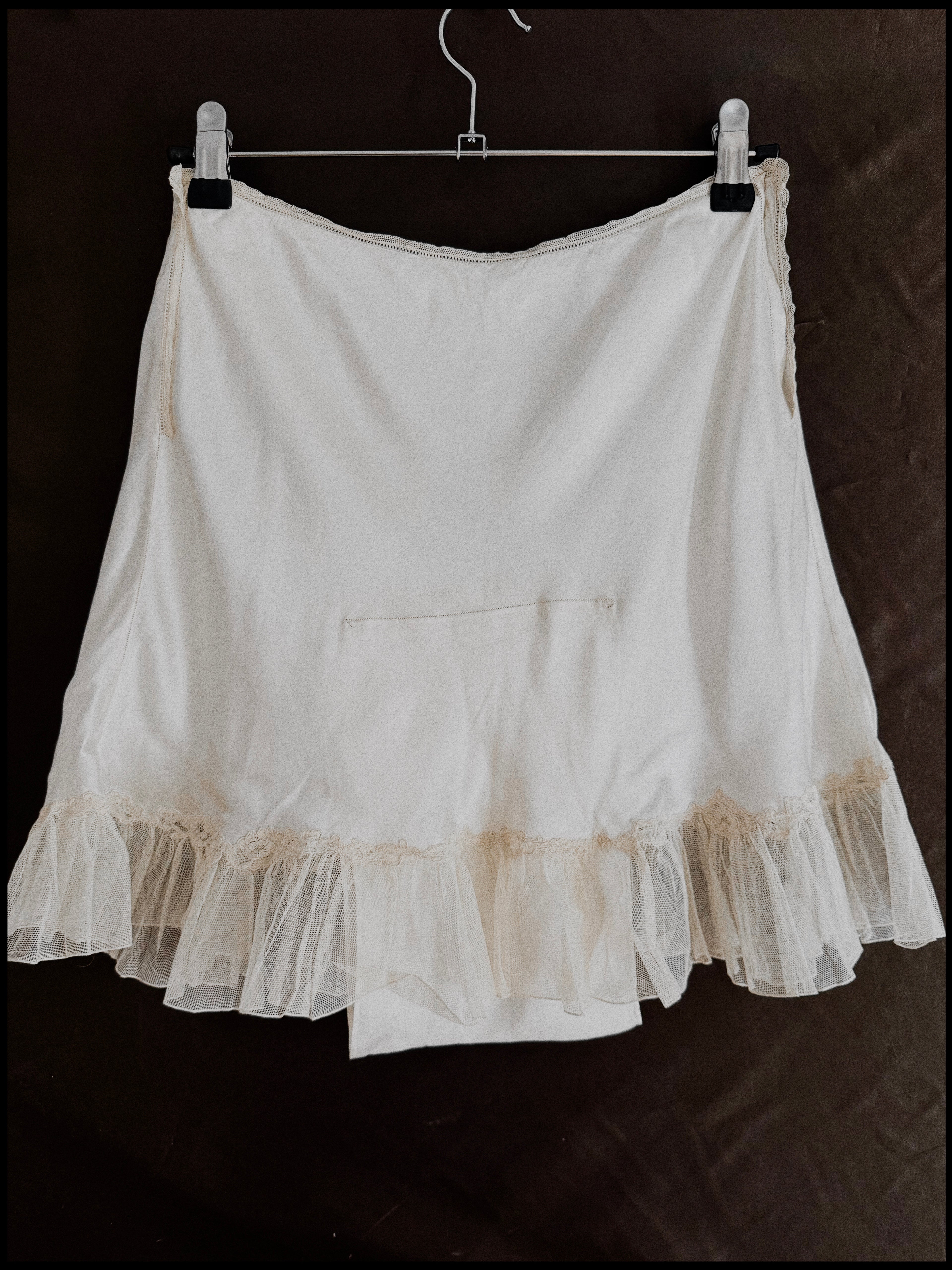1930s Silk Skirt with Tulle Trim, Spain