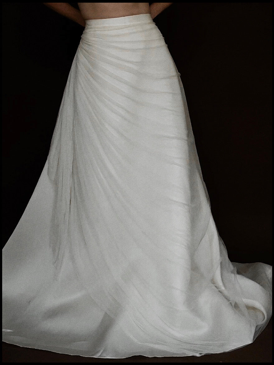 1980s Italian Silk Tulle Skirt with Train, Italy
